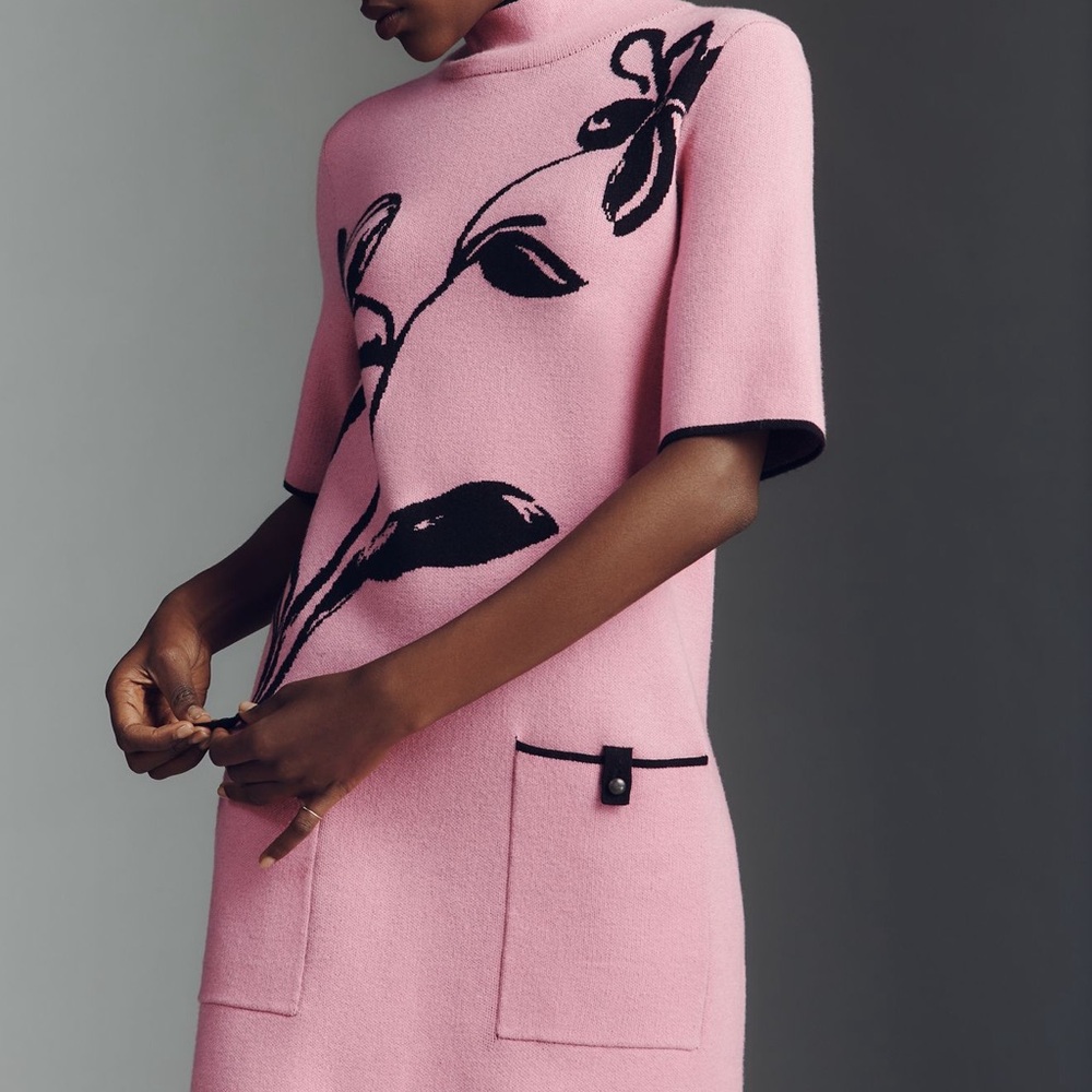 The Annalise Mock-Neck Chenille Sweater Mini Dress by Maeve Anthropologie
